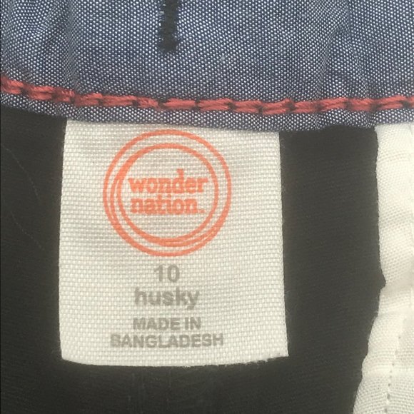 Wonder Nation Boy's Size 10 Husky Adjustable Waist Flat Front Short Black New - Picture 5 of 13